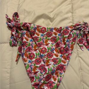Strawberry Milk Mob Floral Tie-Side Bikini Bottom in Pink & Green